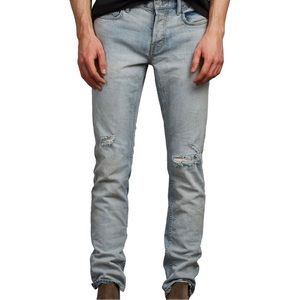 All Saints Rex Distressed Light Wash Straight Skinny Jeans